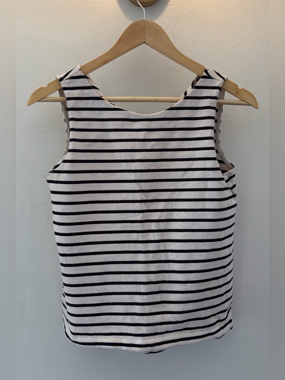 Ann Taylor Factory Black and White Striped Sleeveless Tank